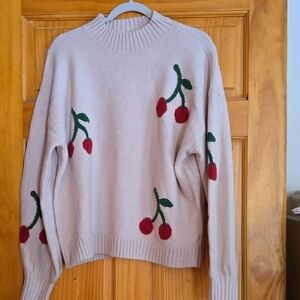 By Together Beige Sweater with Cherry Design